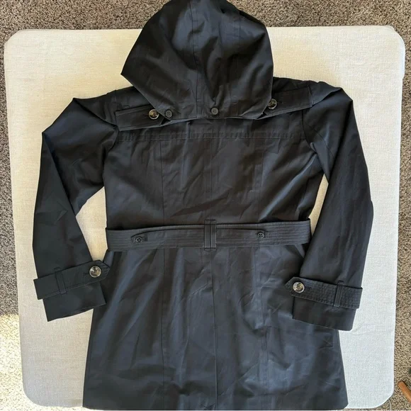 London Fog Women's Black Trench Coat with removable hood size m - Picture 4 of 11